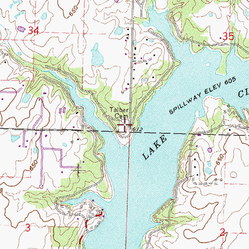 Topographic Map of Talber Cemetery, OK