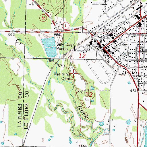 Topographic Map of Old Talihina Cemetery, OK
