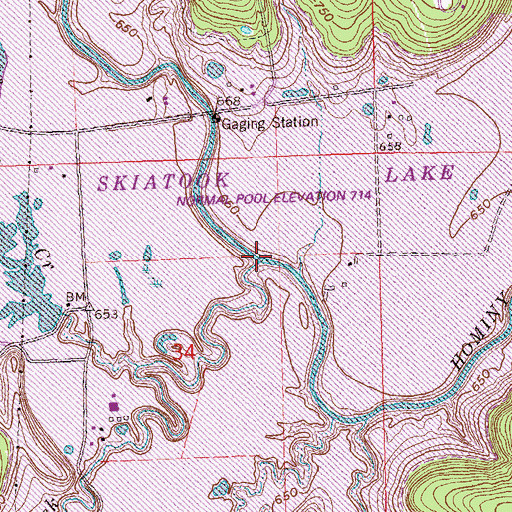 Topographic Map of Tall Chief Creek, OK