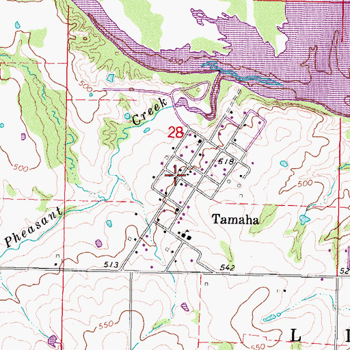 Topographic Map of Tamaha, OK