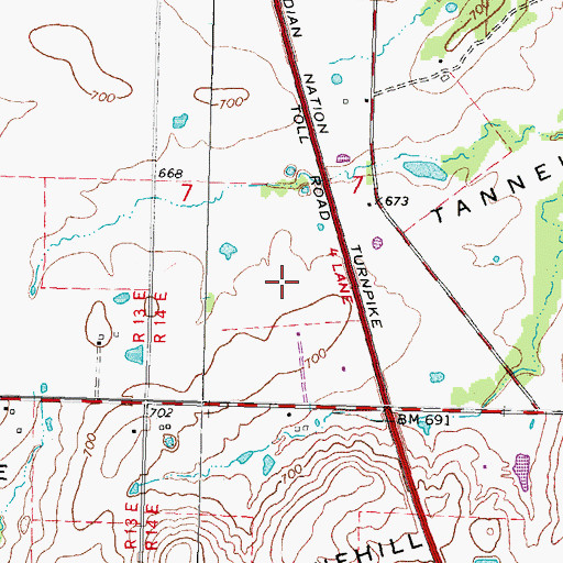 Topographic Map of Tannehill Prairie, OK