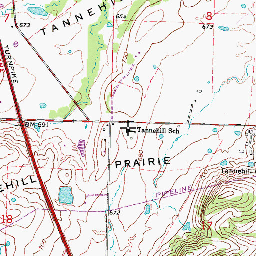 Topographic Map of Tannehill Elementary School, OK