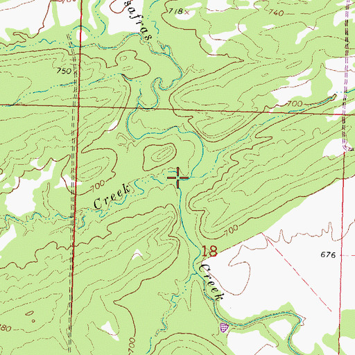 Topographic Map of Tanner Creek, OK