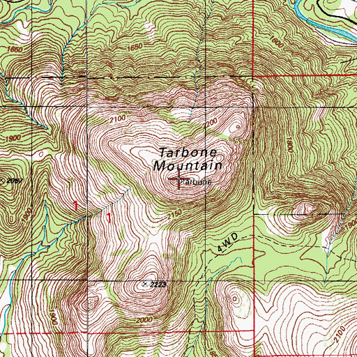 Topographic Map of Tarbone Mountain, OK