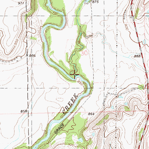 Topographic Map of Tate Creek, OK