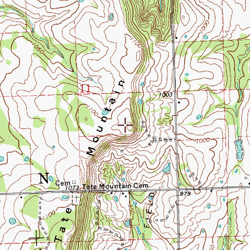 Topographic Map of Tate Mountain, OK