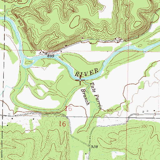 Topographic Map of Tate Parris Branch, OK