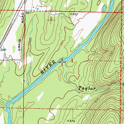 Topographic Map of Taylor Creek, OK