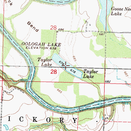 Topographic Map of Taylor Lake, OK