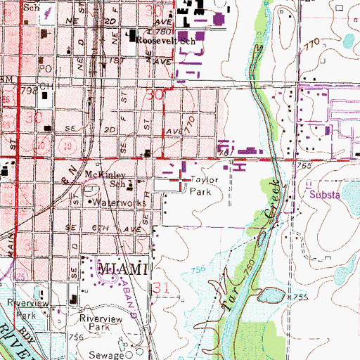 Topographic Map of Taylor Park, OK