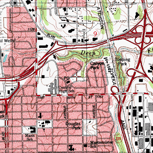 Topographic Map of Taylor School, OK