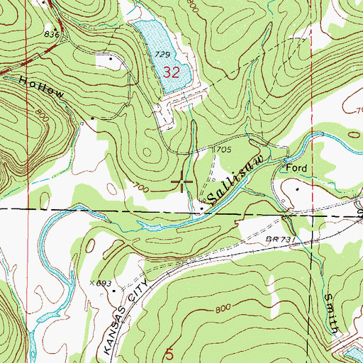 Topographic Map of Teague Hollow, OK
