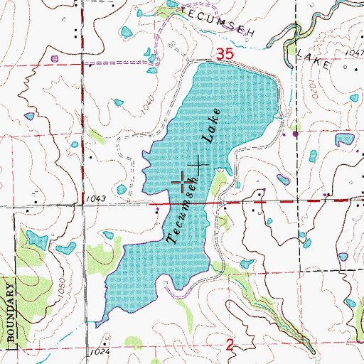 Topographic Map of Tecumseh Lake, OK