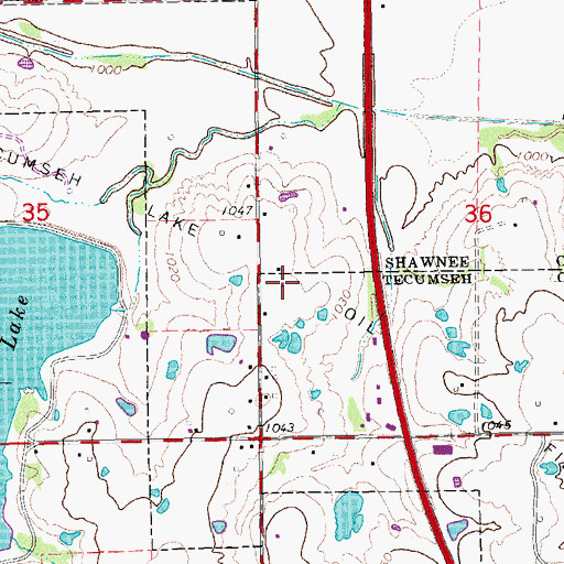 Topographic Map of Tecumseh Lake Oil Field, OK