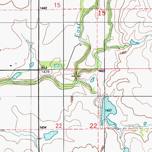 Topographic Map of Telephone Creek, OK
