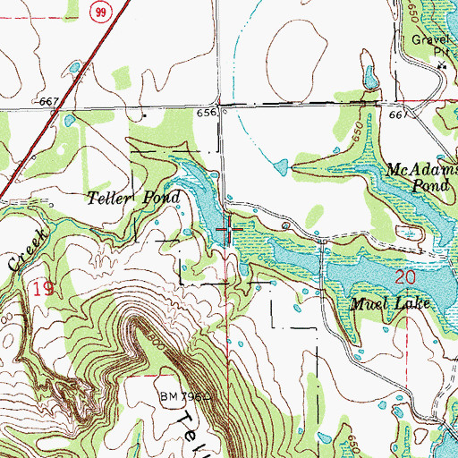 Topographic Map of Teller Pond, OK