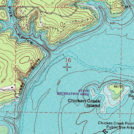 Topographic Map of Tenkiller Ferry Lake, OK