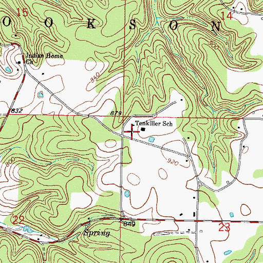 Topographic Map of Tenkiller Elementary School, OK