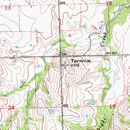 Topographic Map of Tenmile Hill, OK