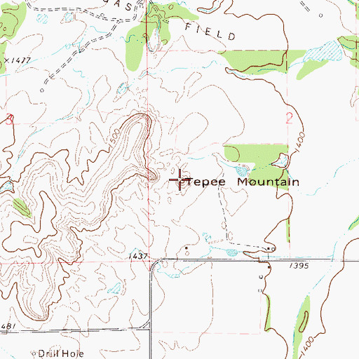 Topographic Map of Tepee Mountain, OK