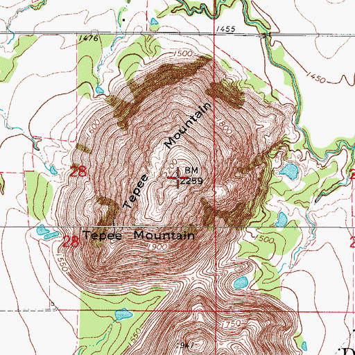 Topographic Map of Tepee Mountain, OK