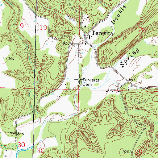 Topographic Map of Teresita Cemetery, OK
