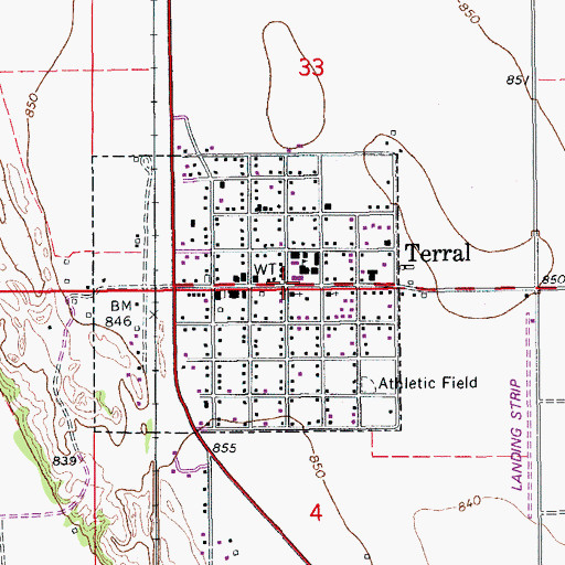 Topographic Map of Terral, OK