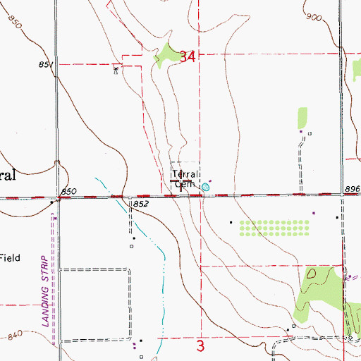Topographic Map of Terral Cemetery, OK