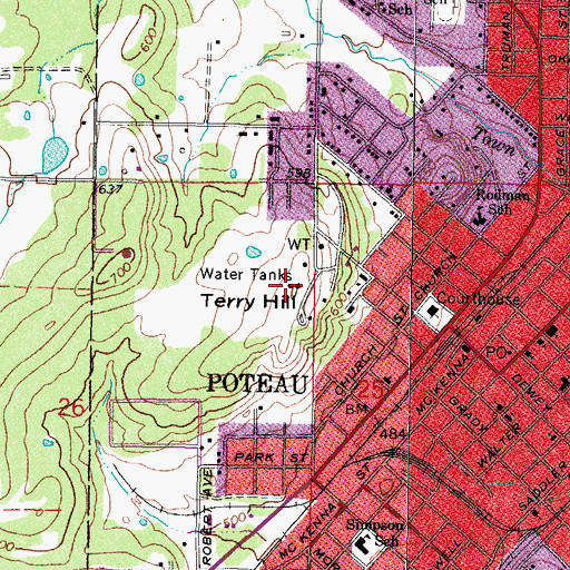 Topographic Map of Terry Hill, OK