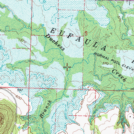 Topographic Map of Texanna Branch, OK
