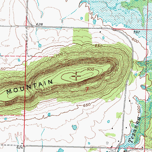 Topographic Map of Texanna Mountain, OK
