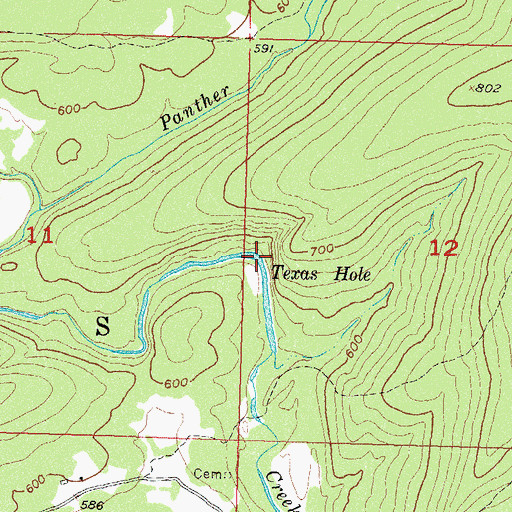 Topographic Map of Texas Hole, OK