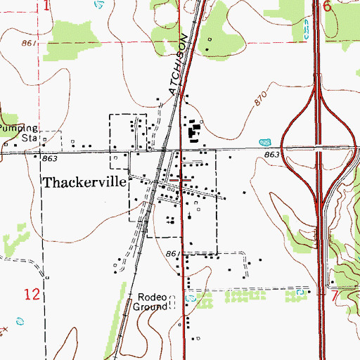 Topographic Map of Thackerville, OK