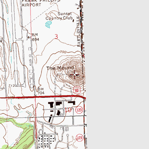 Topographic Map of The Mound, OK