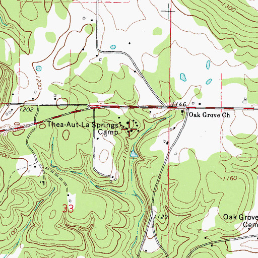Topographic Map of Thea-Aut-La Springs Camp, OK
