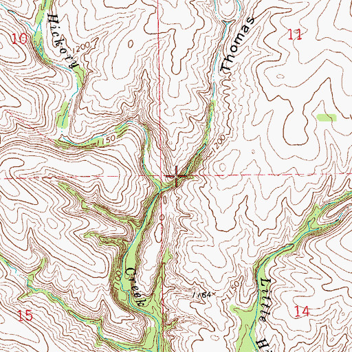 Topographic Map of Thomas Hollow, OK