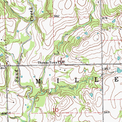 Topographic Map of Thomas Town Church, OK