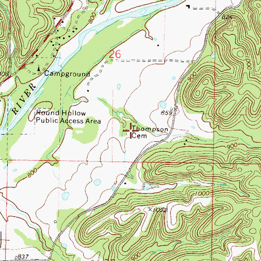 Topographic Map of Thompson Cemetery, OK