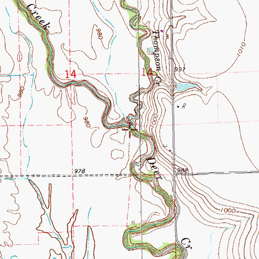 Topographic Map of Thompson Creek, OK
