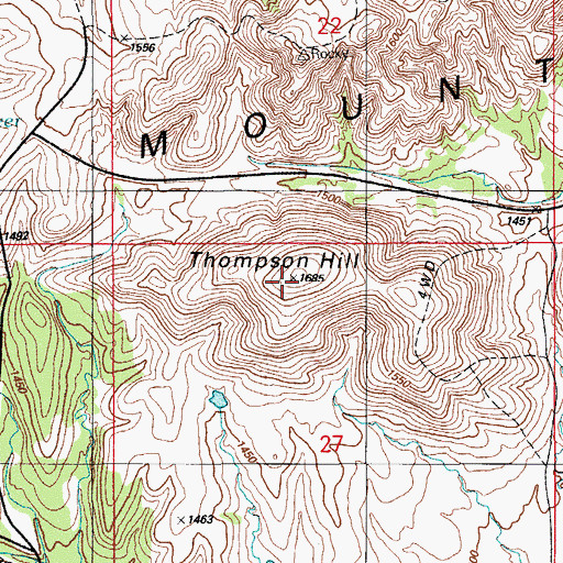 Topographic Map of Thompson Hill, OK