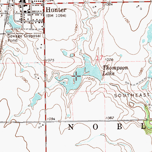Topographic Map of Thompson Lake, OK