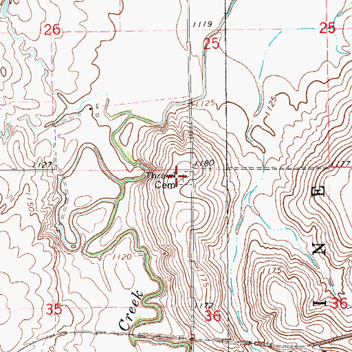 Topographic Map of Thrawl Cemetery, OK
