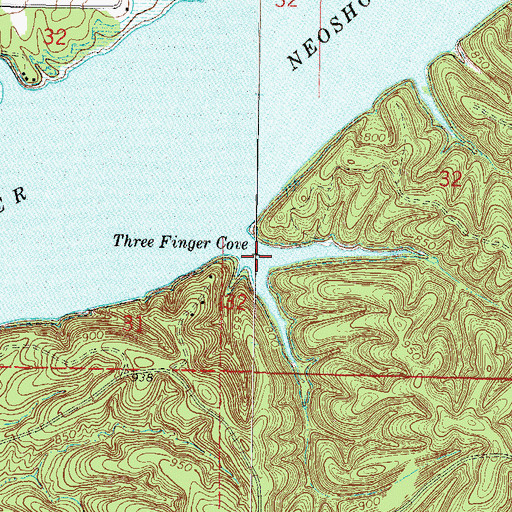 Topographic Map of Three Finger Cove, OK