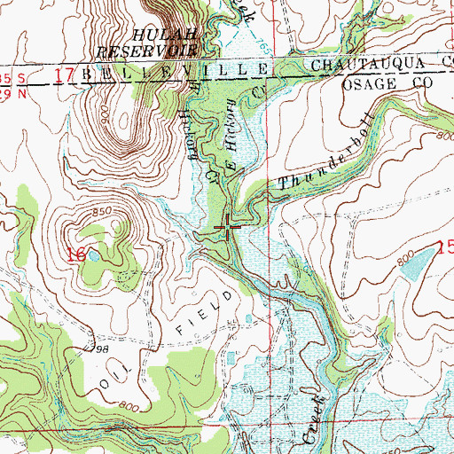 Topographic Map of Thunderbolt Creek, OK