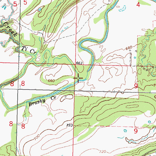 Topographic Map of Ti Creek, OK