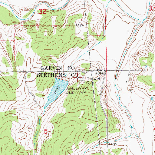 Topographic Map of Tidwell Cemetery, OK