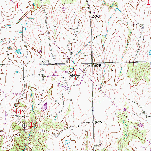 Topographic Map of Tiger Cemetery, OK