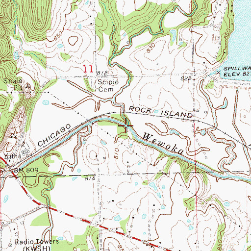 Topographic Map of Tiger Creek, OK