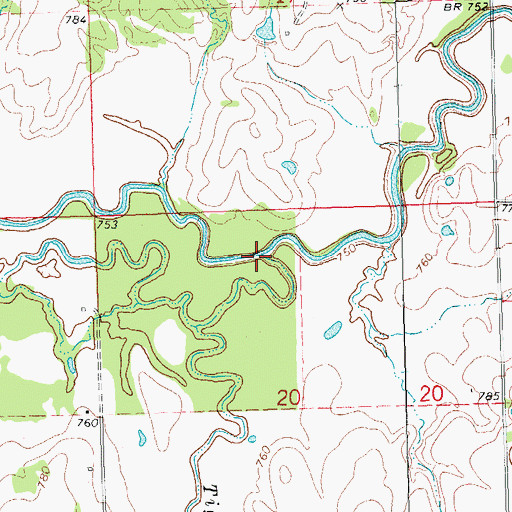 Topographic Map of Tiger Creek, OK