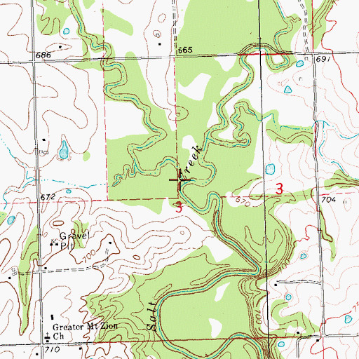 Topographic Map of Tiger Creek, OK